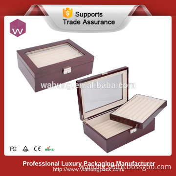 handmade big wooden jewelry cufflink box with window (WH-0314-2)